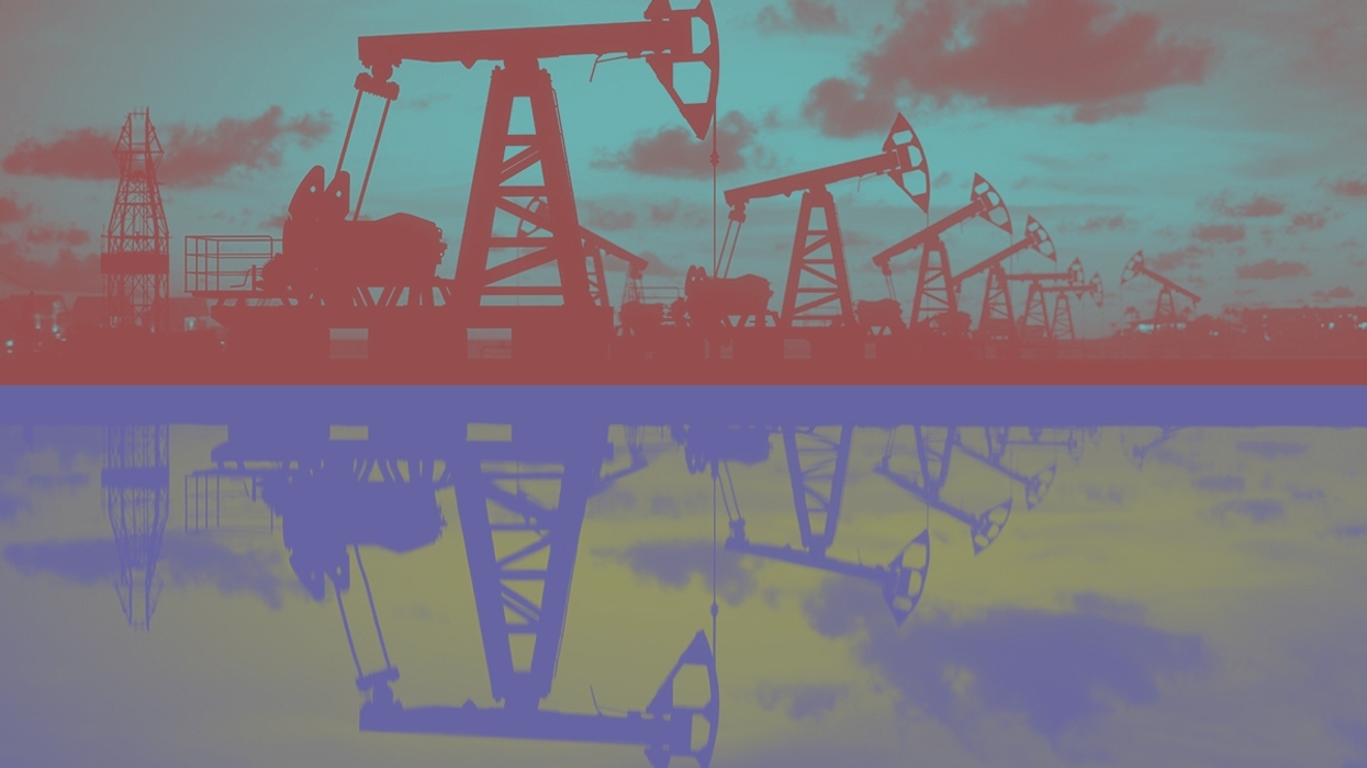 Oil derricks.