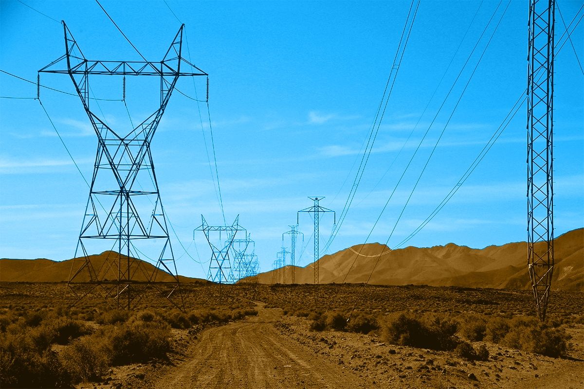 Electricity pylons.