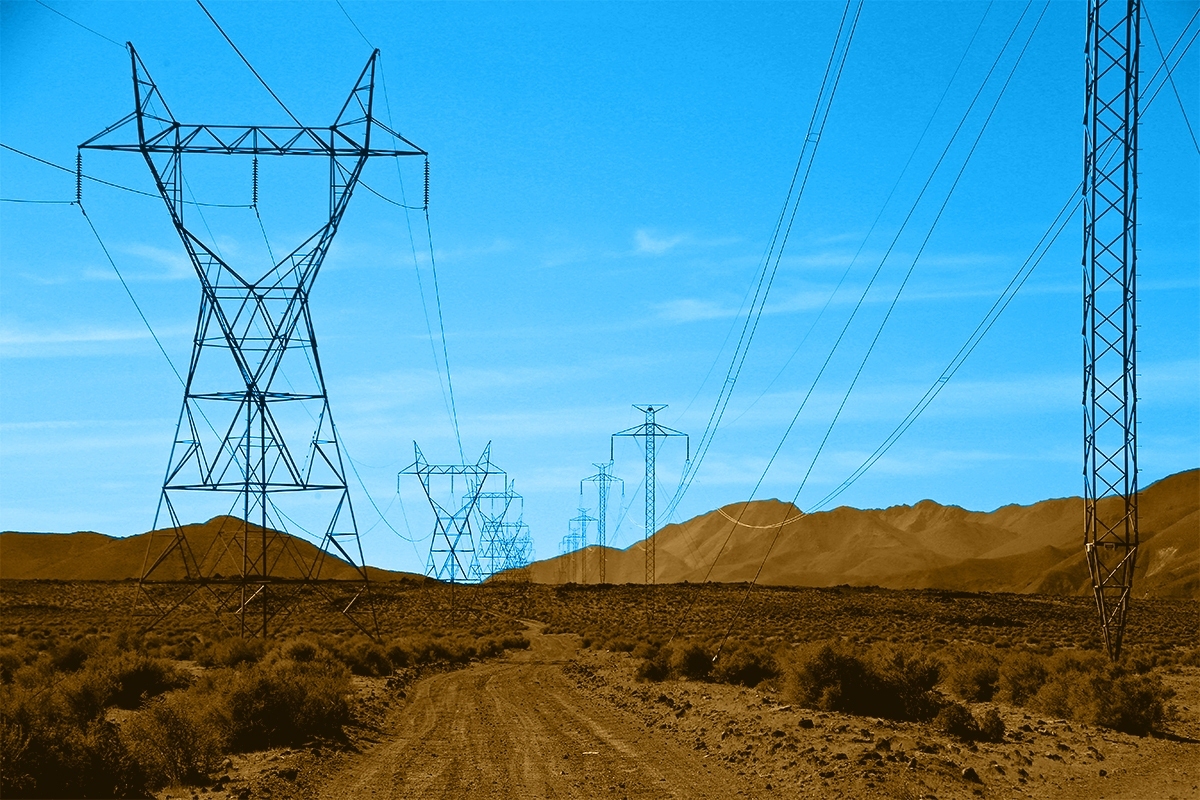 Electricity pylons.