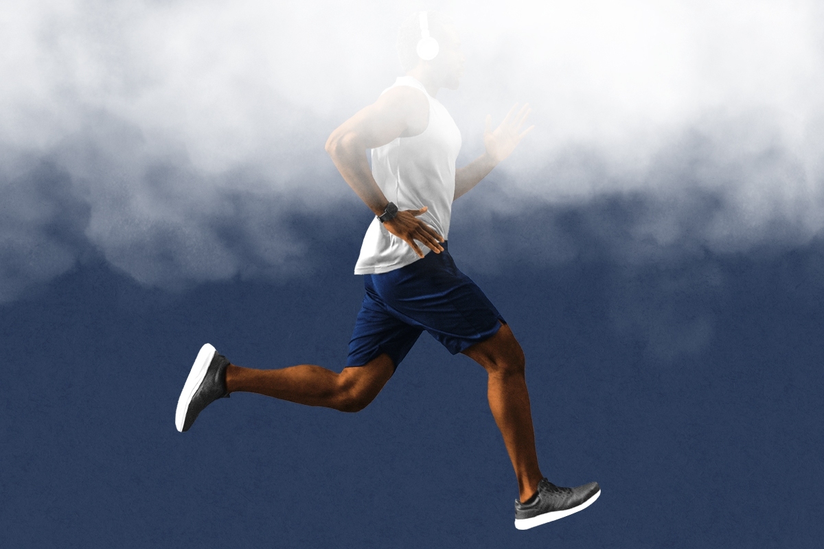 Jogging in smoke.