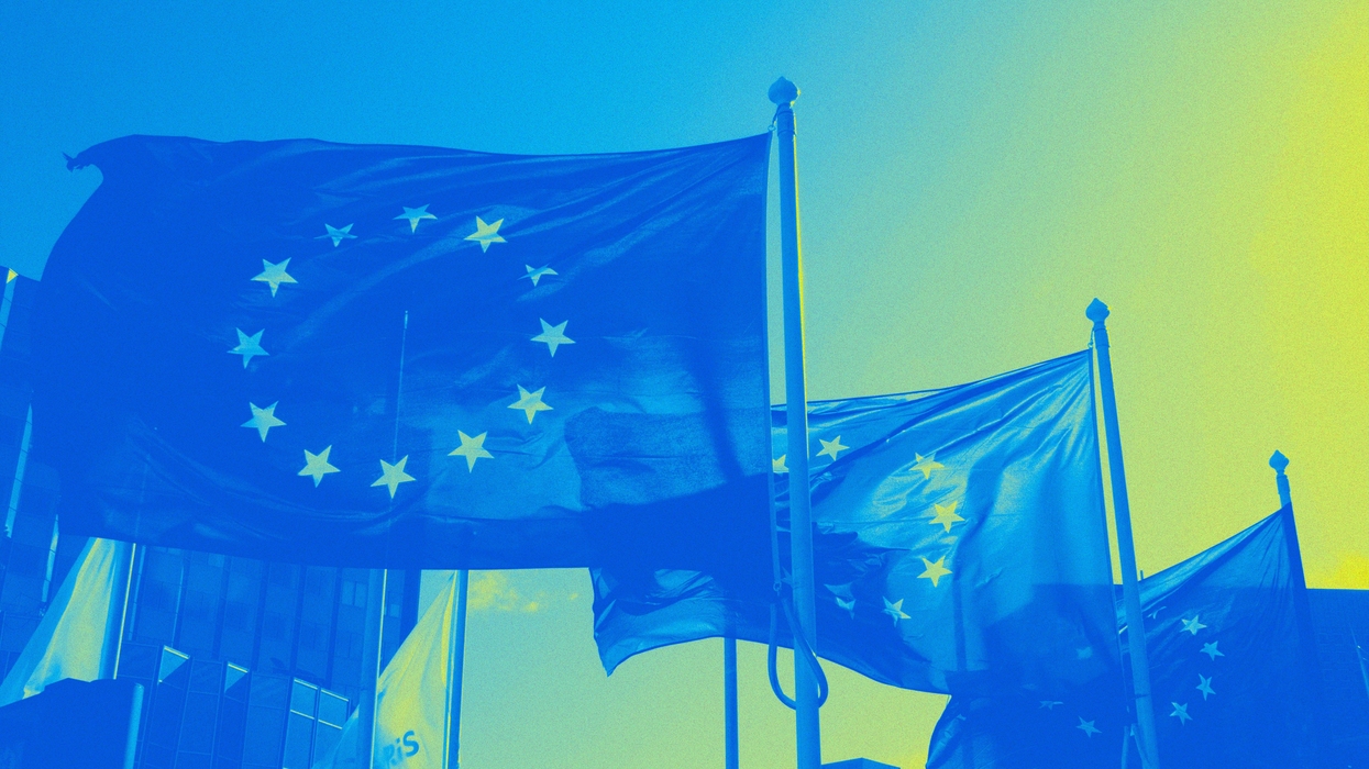 Flags of the European Union.