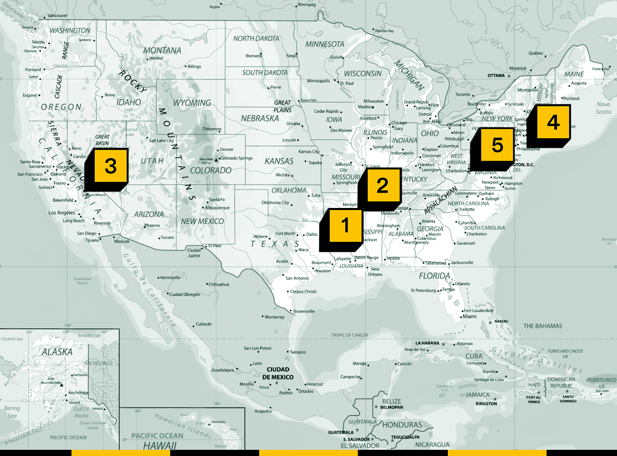 Map of data center and renewable energy fights.