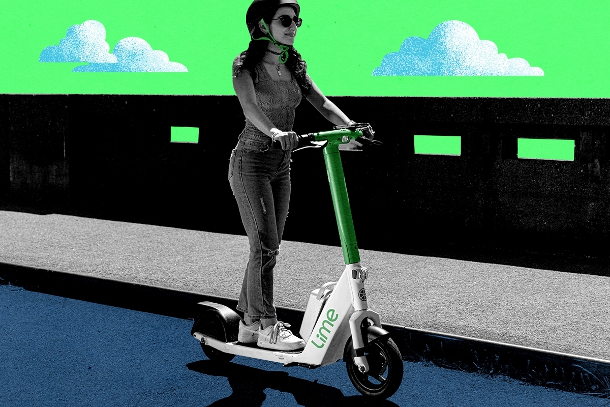A Lime scooter.