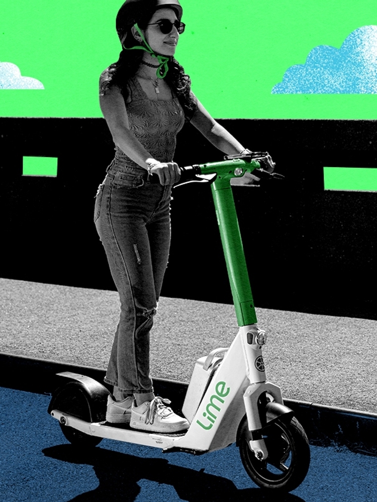 A Lime scooter.