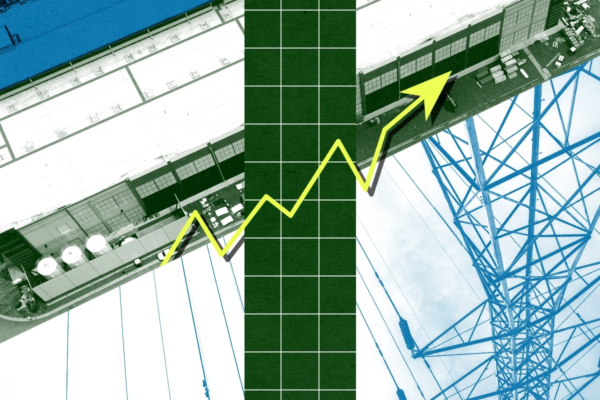 A data center and power lines.