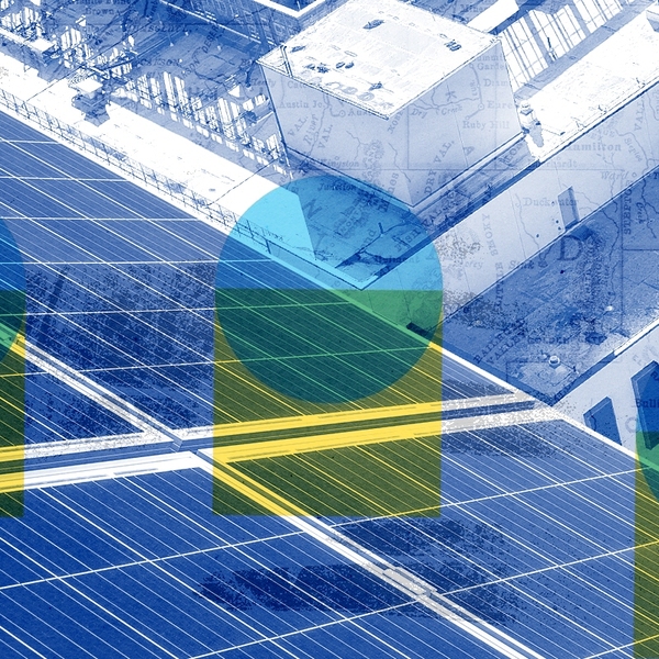 Solar panels and a data center.