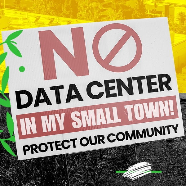 An anti-data-center sign.