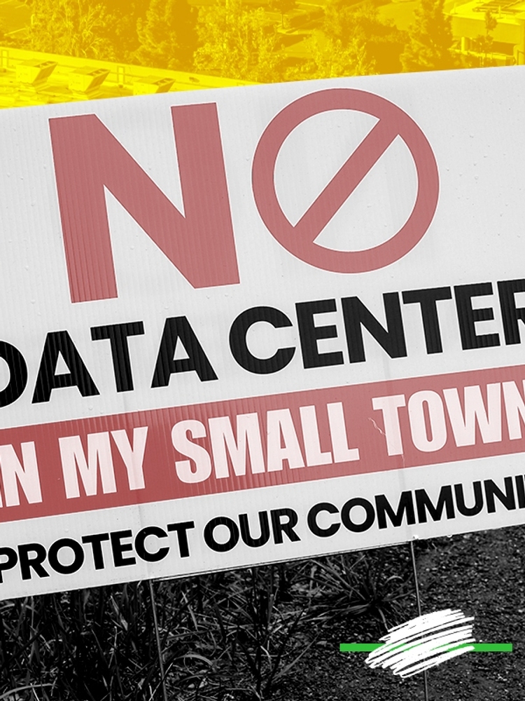 An anti-data-center sign.