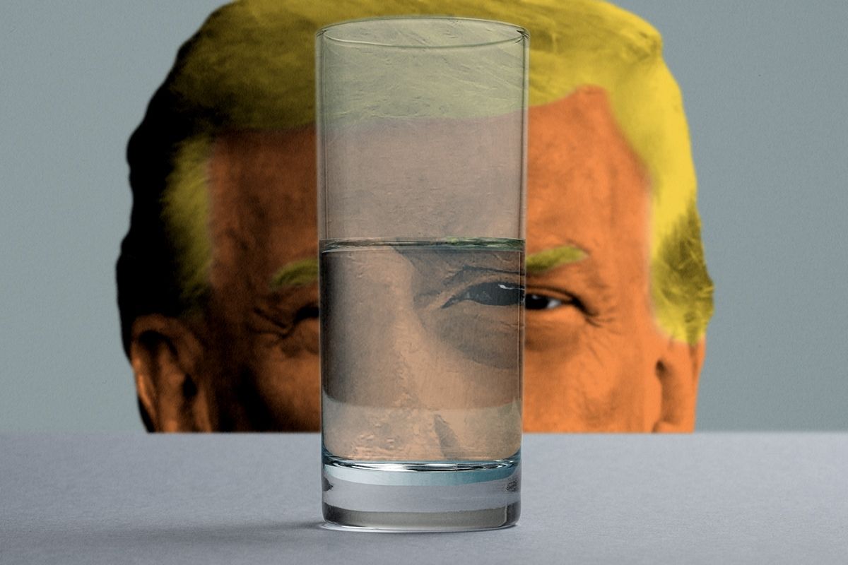 Donald Trump and a glass of water.