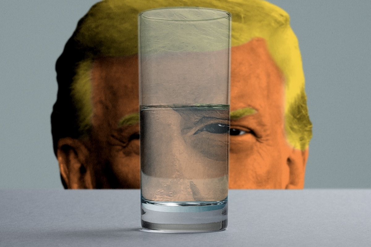 Donald Trump and a glass of water.