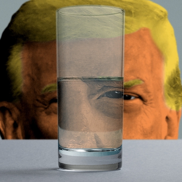 Donald Trump and a glass of water.