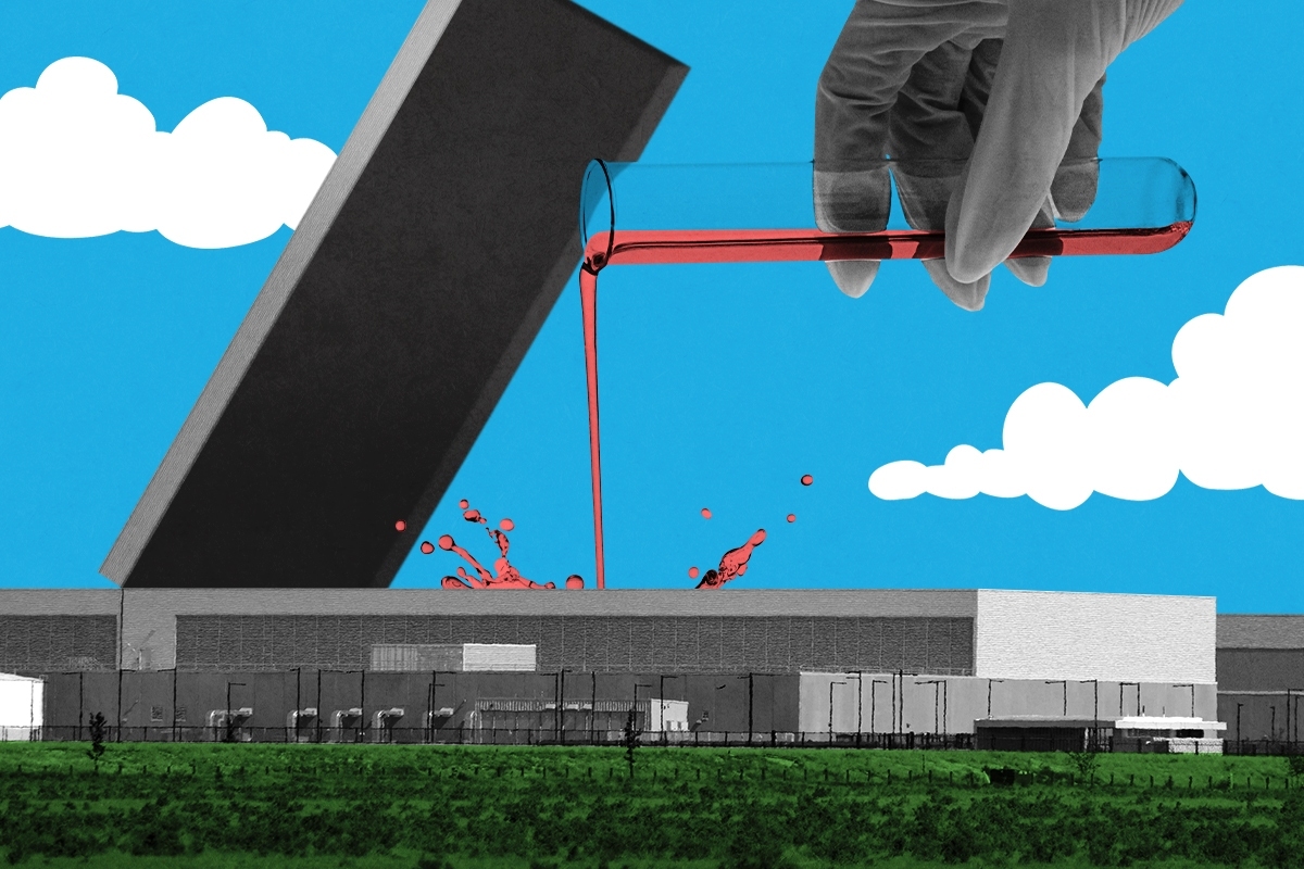 Pouring chemicals into a data center.
