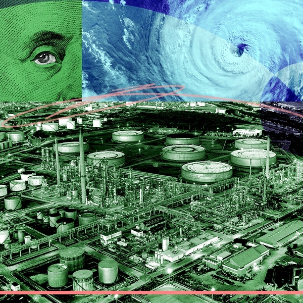 A refinery and a hurricane.
