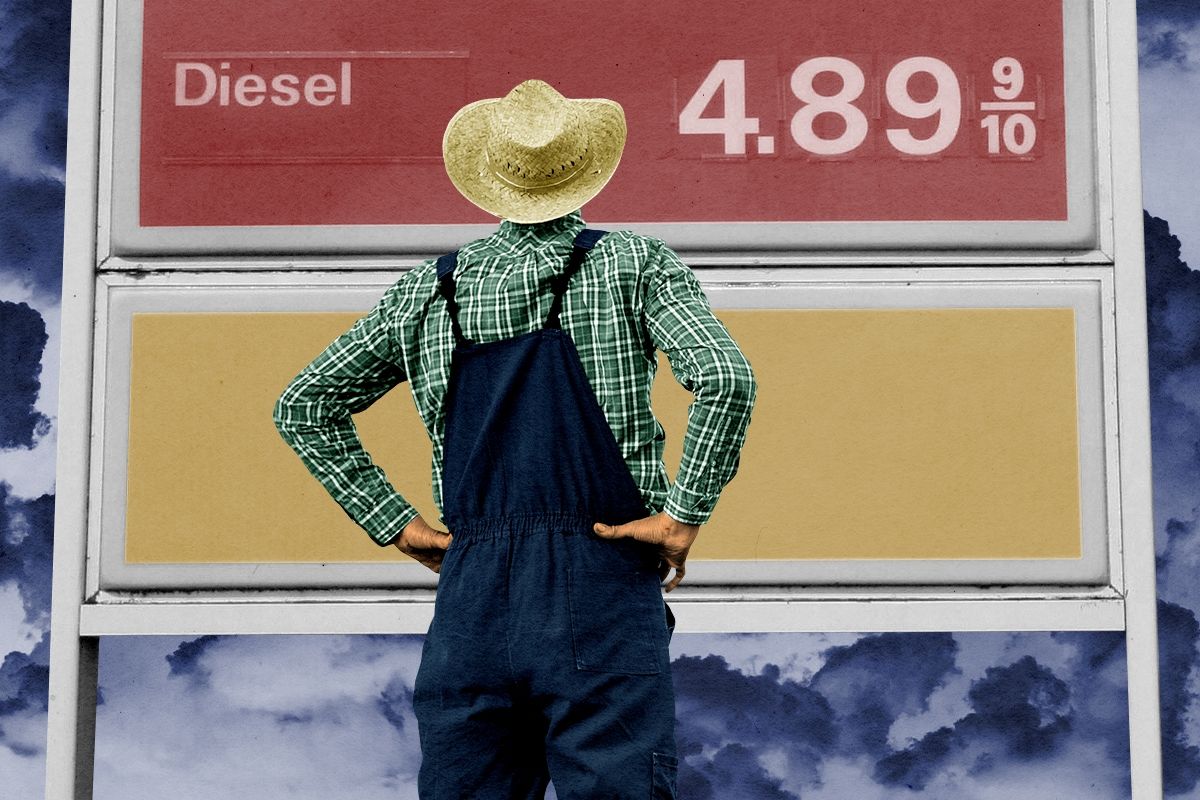 A farmer looking at diesel prices.