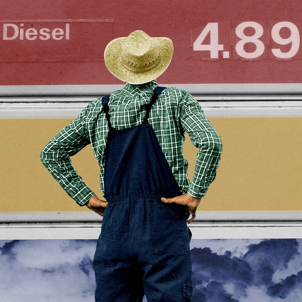 A farmer looking at diesel prices.