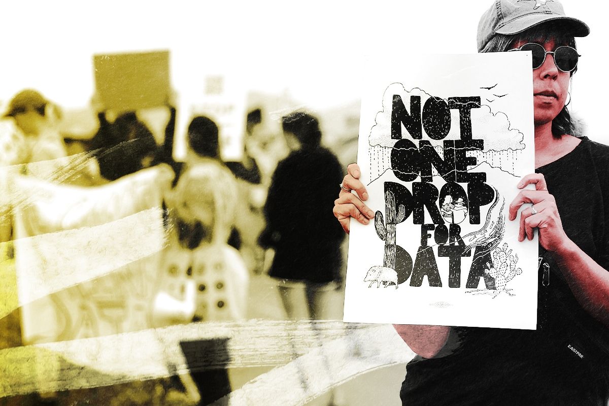A data center protest.