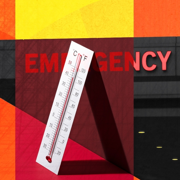 An emergency room and a thermometer.