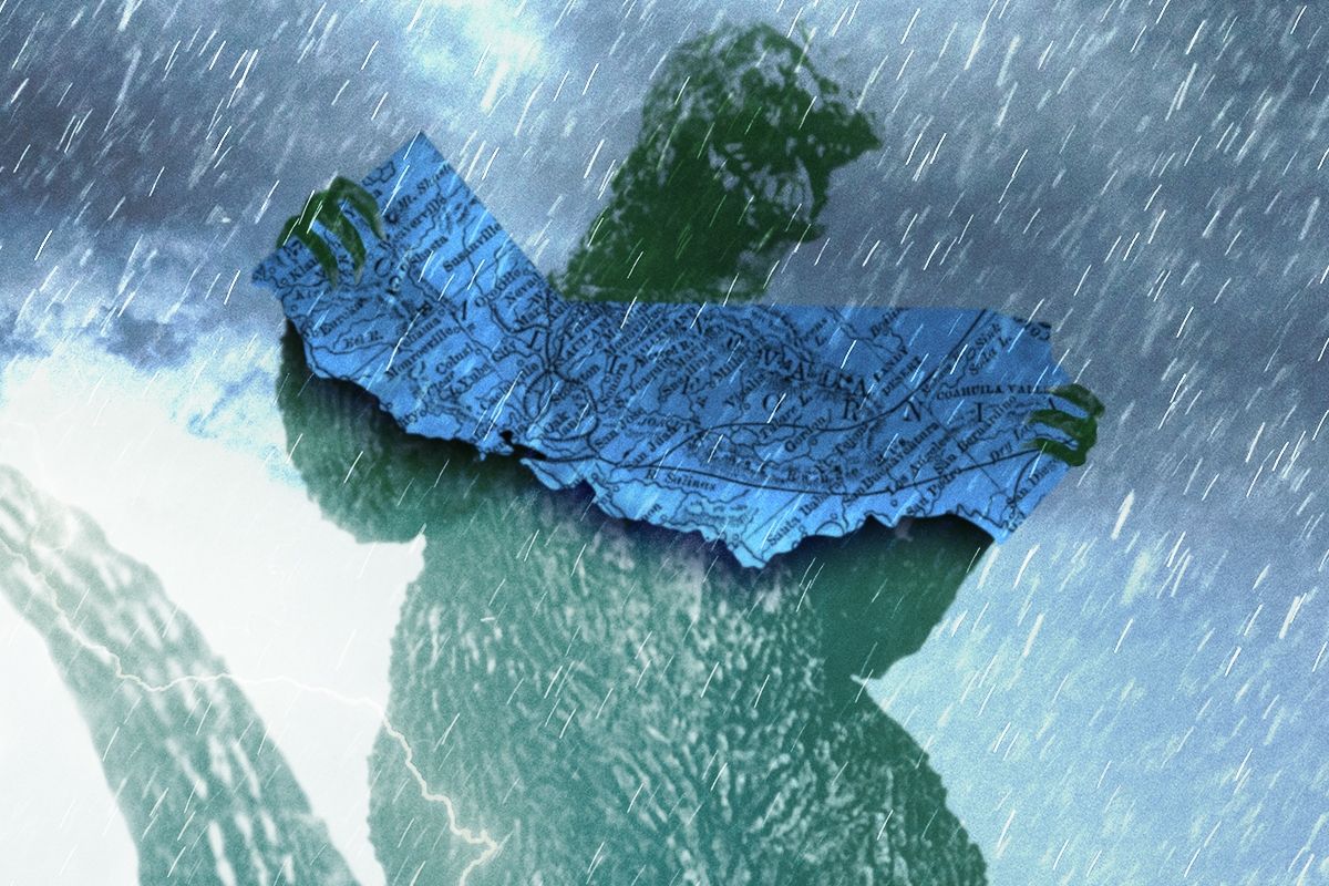 Godzilla holding California.