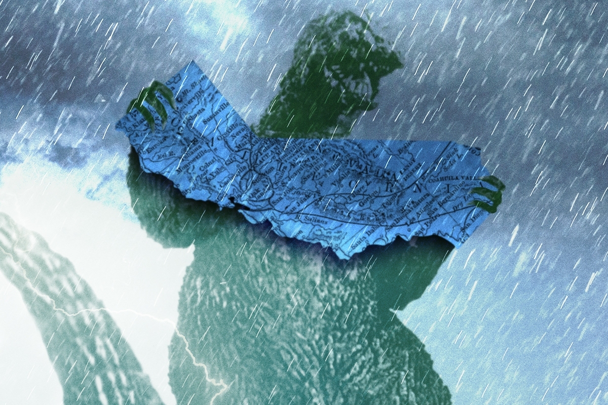 Godzilla holding California.