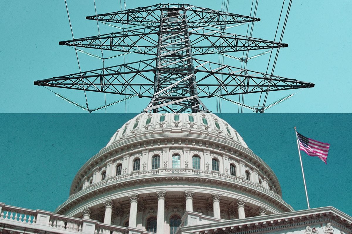 The Capitol and power lines.