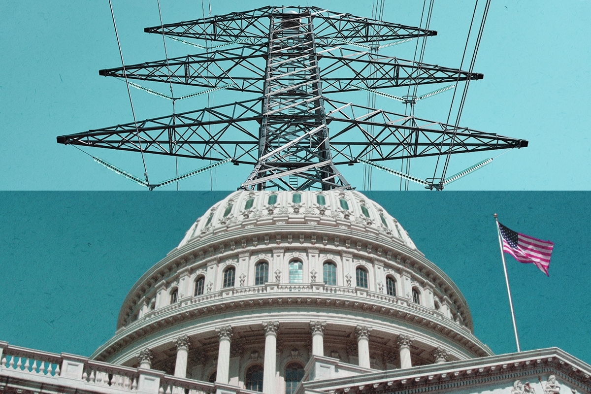 The Capitol and power lines.