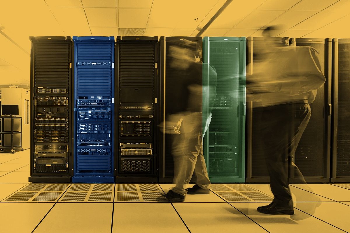 A data center interior.