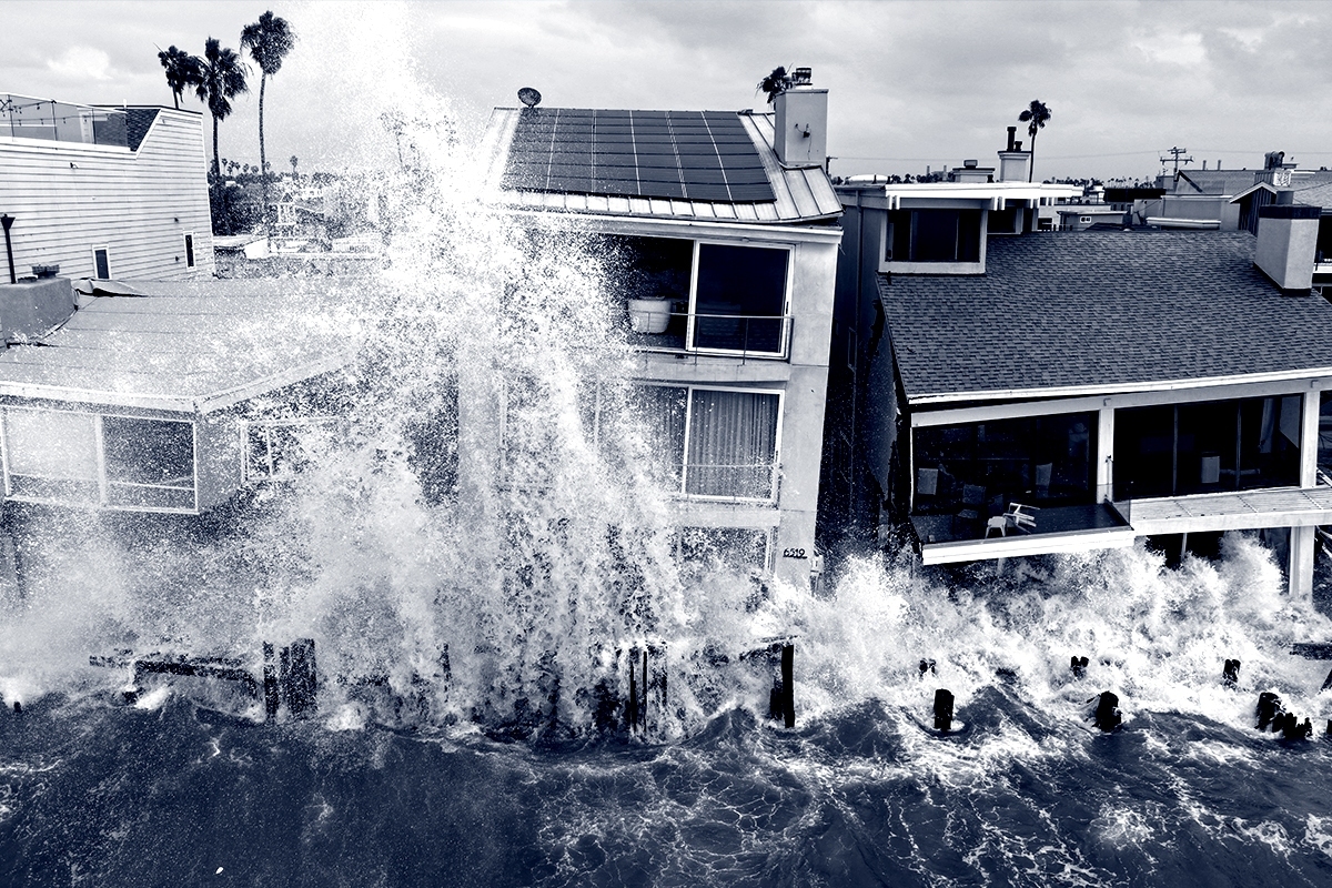 Storm-damaged homes.