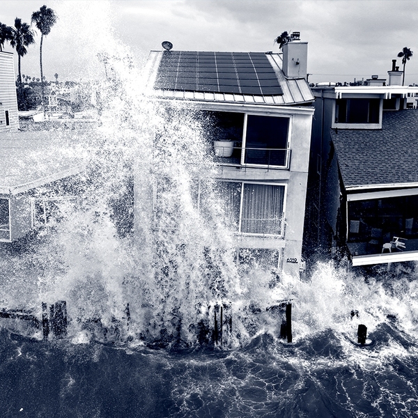 Storm-damaged homes.