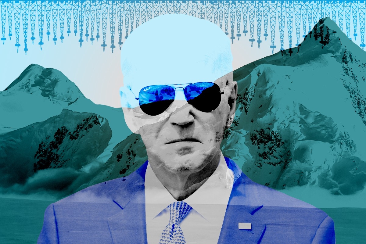 President Biden and an Alaskan landscape.