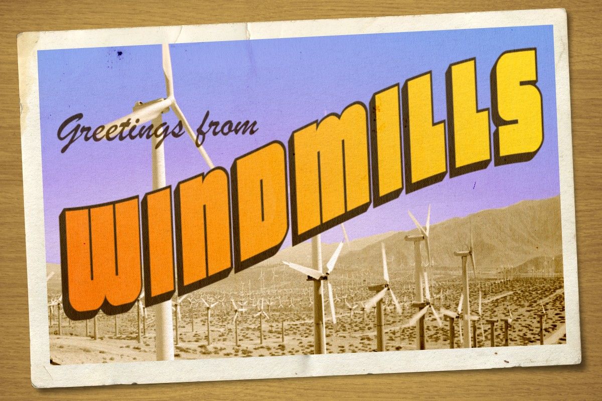 A vintage windmill postcard.