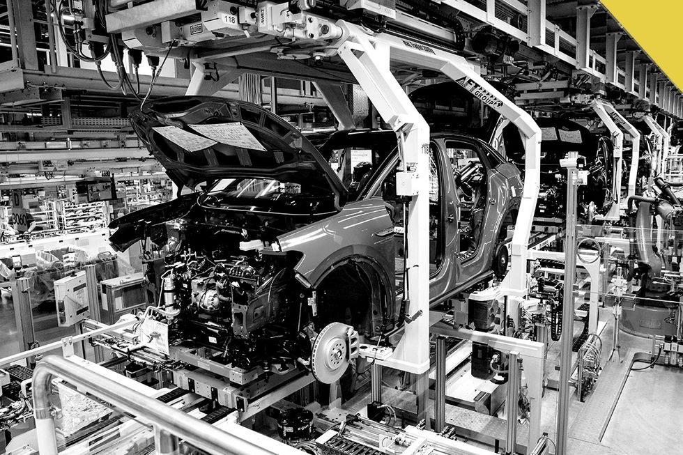 Car assembly line.