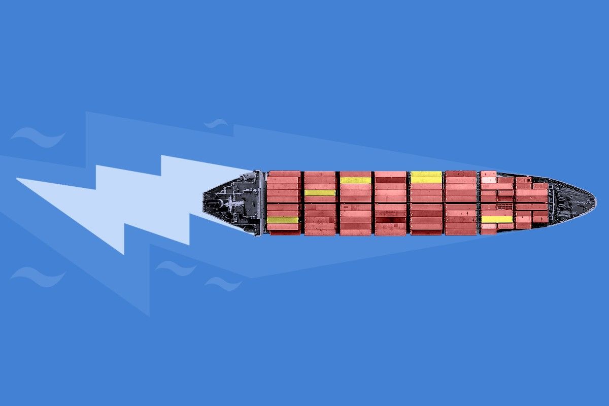 A container ship.