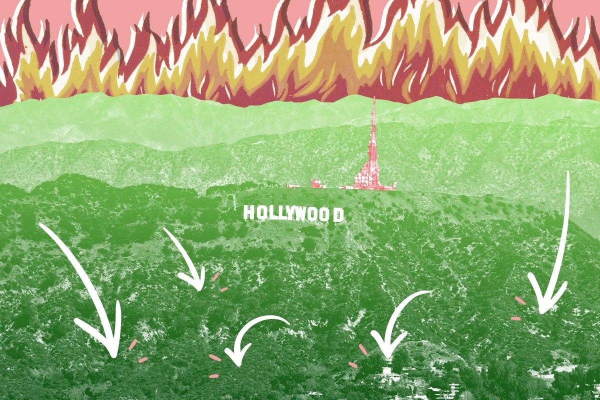Hollywood and flames.