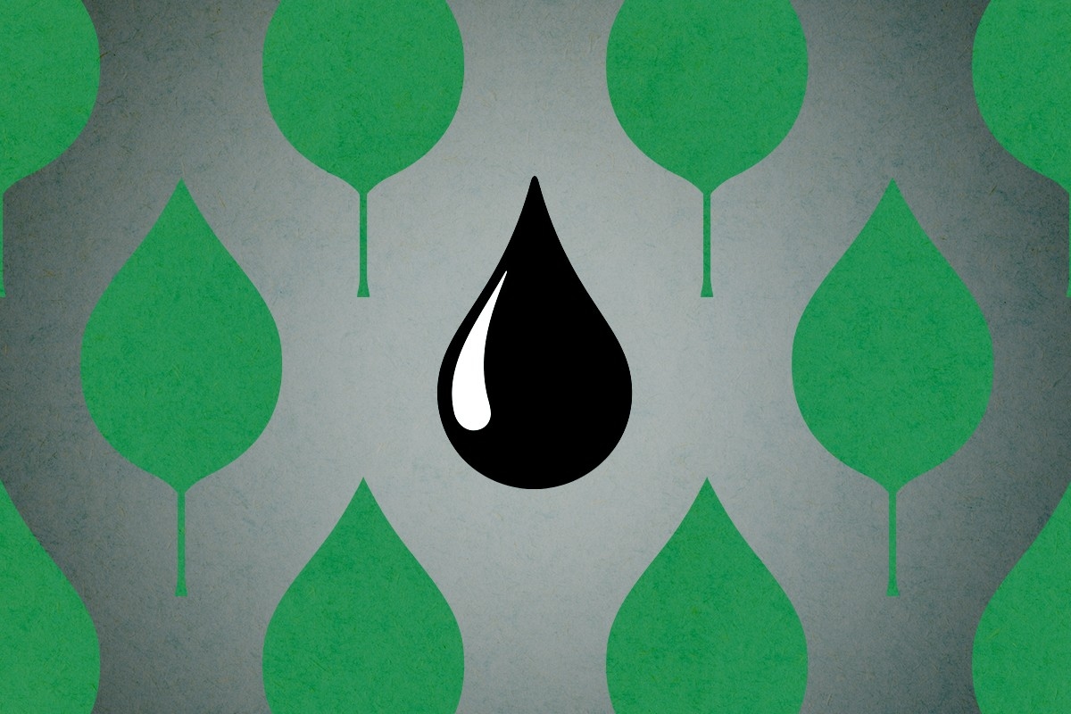 Oil and leaves.