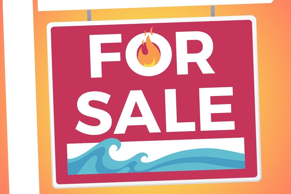 A for sale sign.