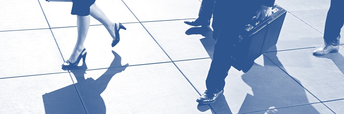 Employees walking.