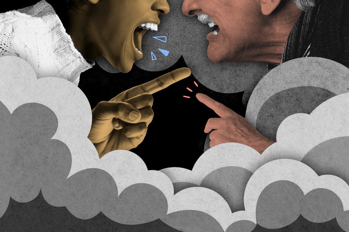 An argument amidst thick smoke.