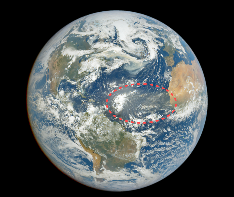 Satellite photo of Sahara dust.