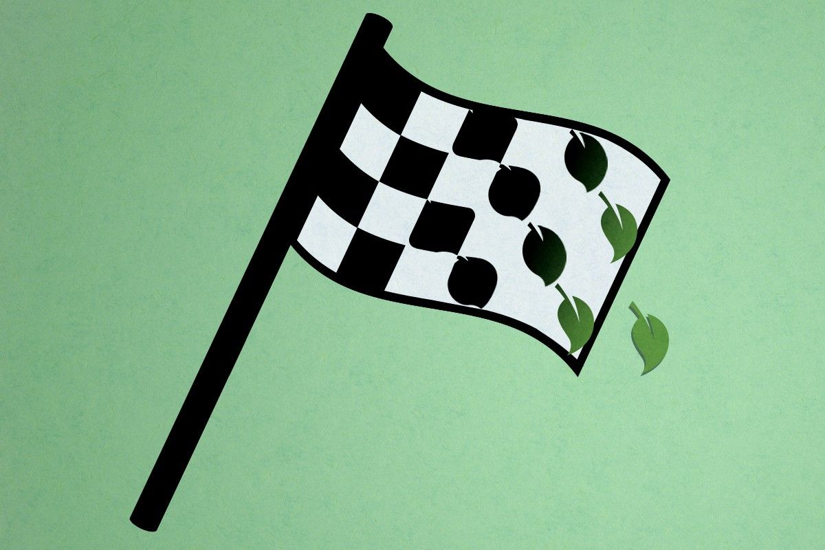 A checkered flag.