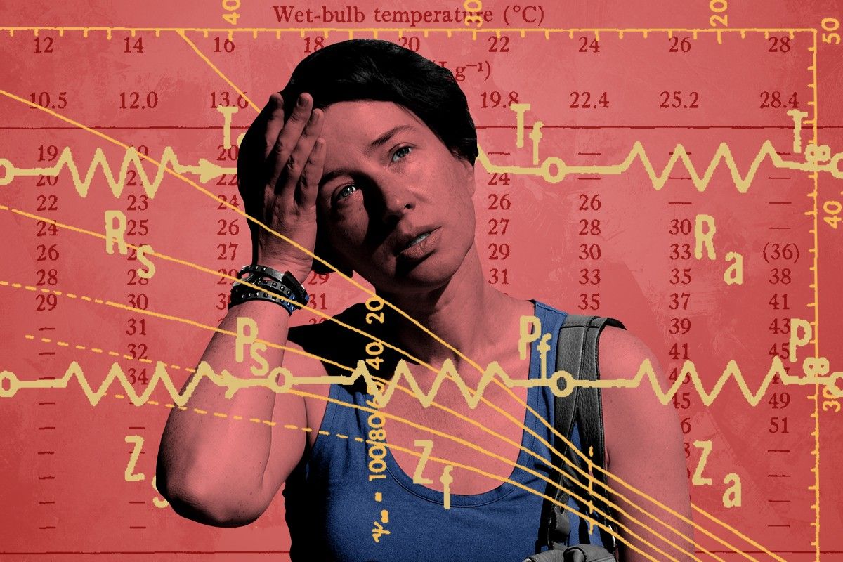 A woman in hot weather.