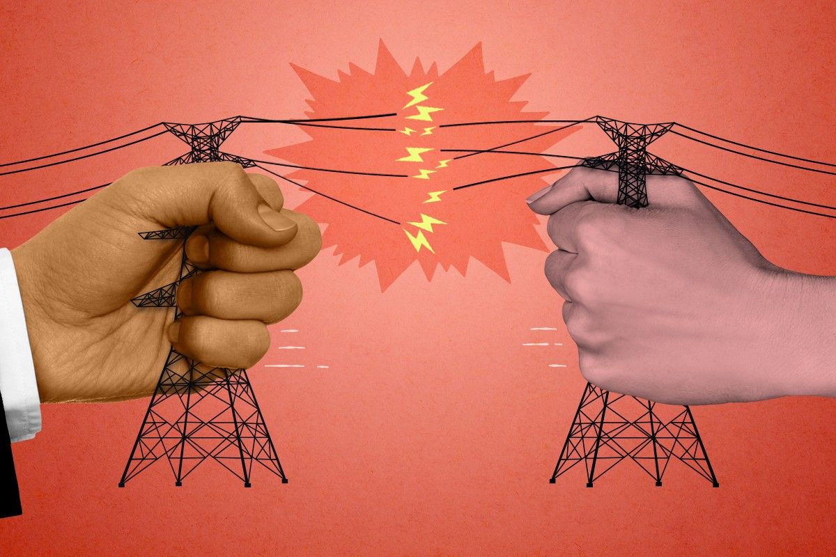 Broken power lines.