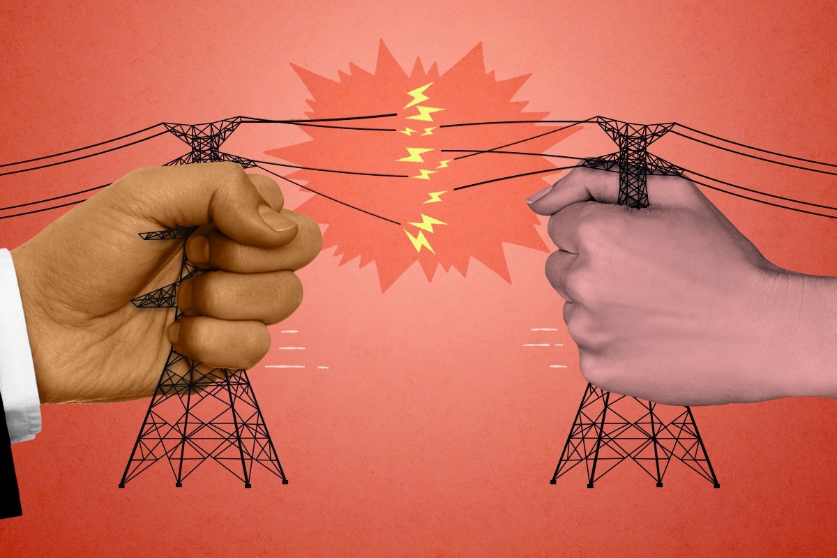 Broken power lines.