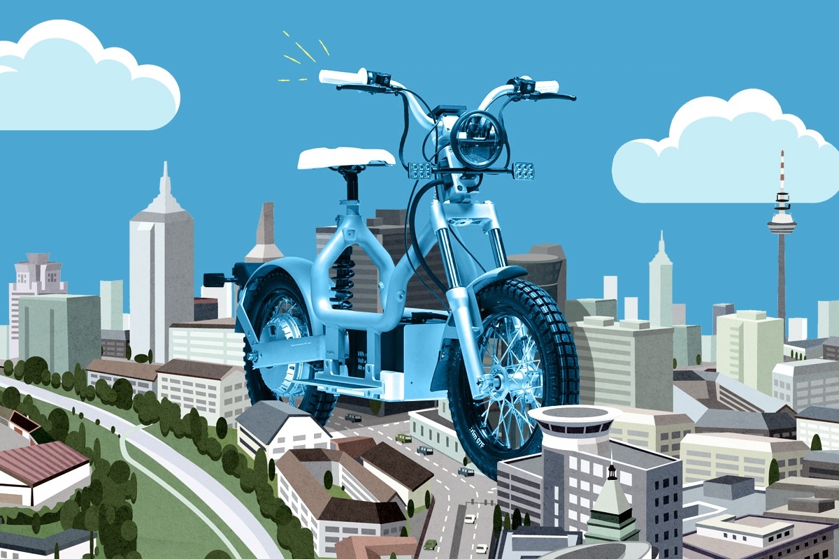 An e-bike in a city.