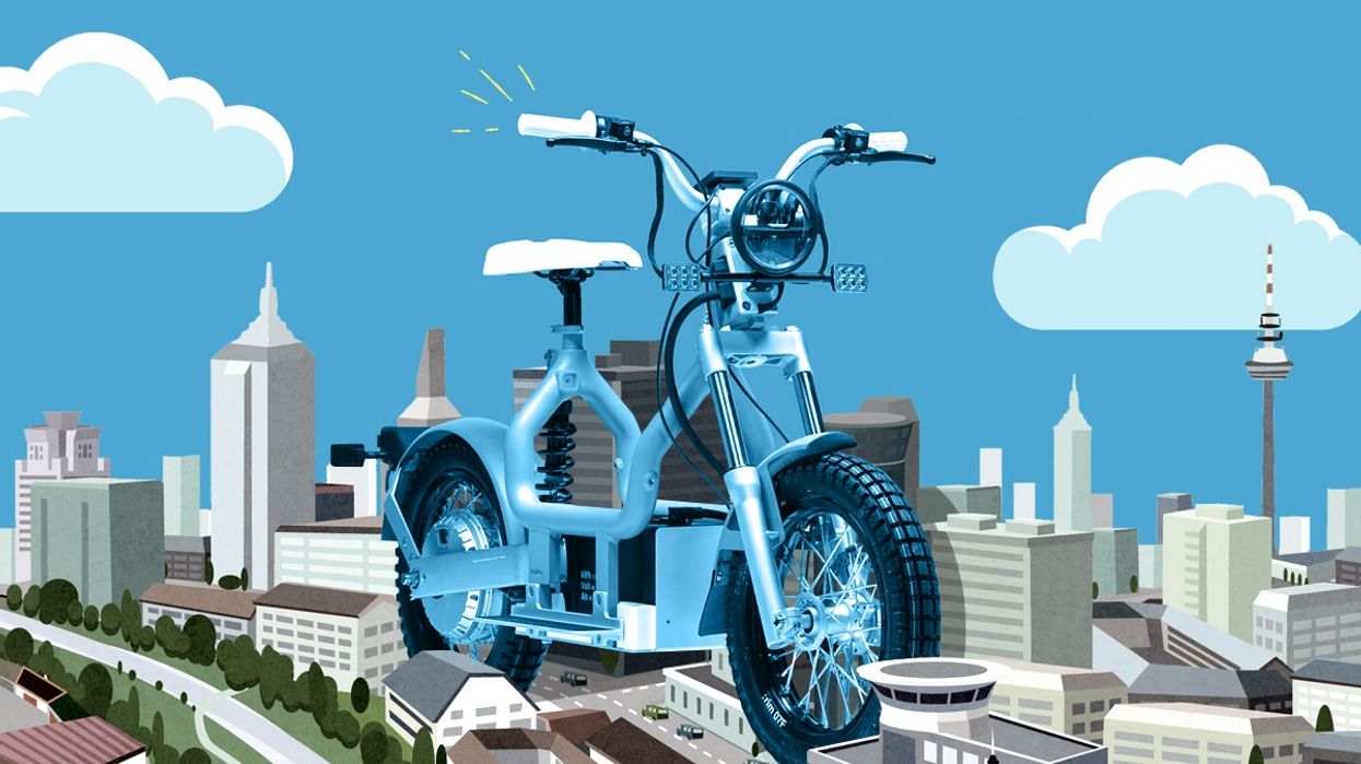 An e-bike in a city.