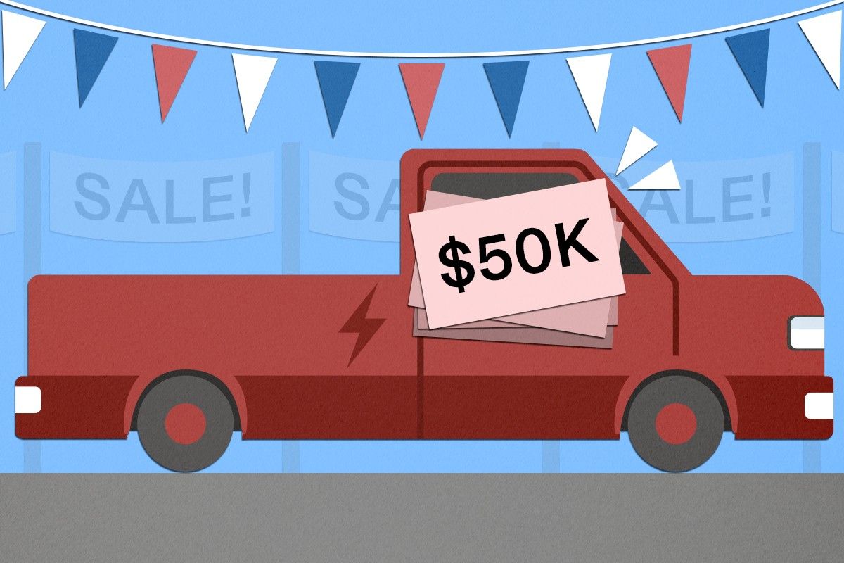 An electric pickup truck on sale.