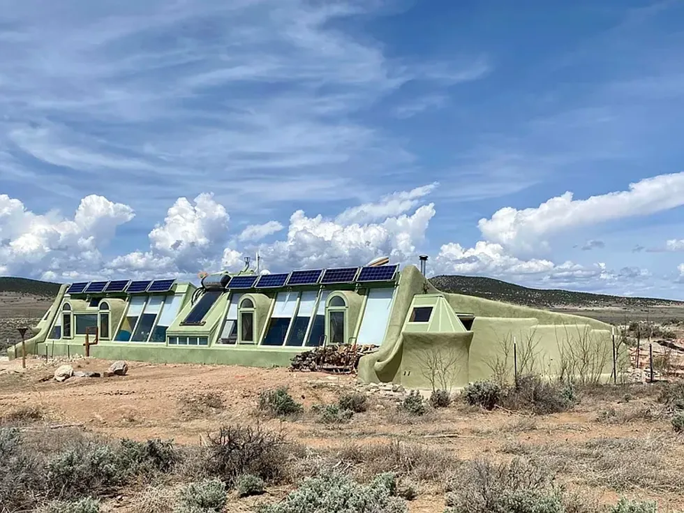 Low-rise property with solar panels in New Mexico 