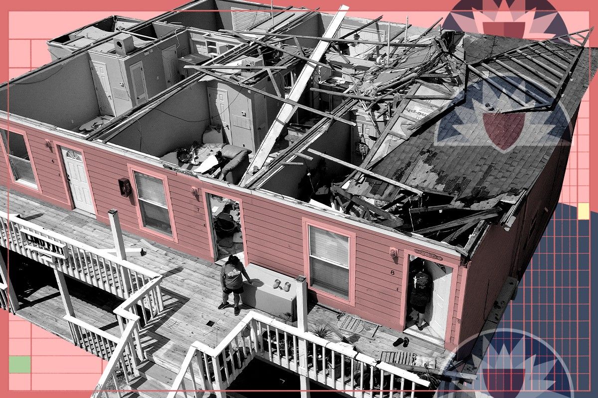 A house destroyed by a hurricane.