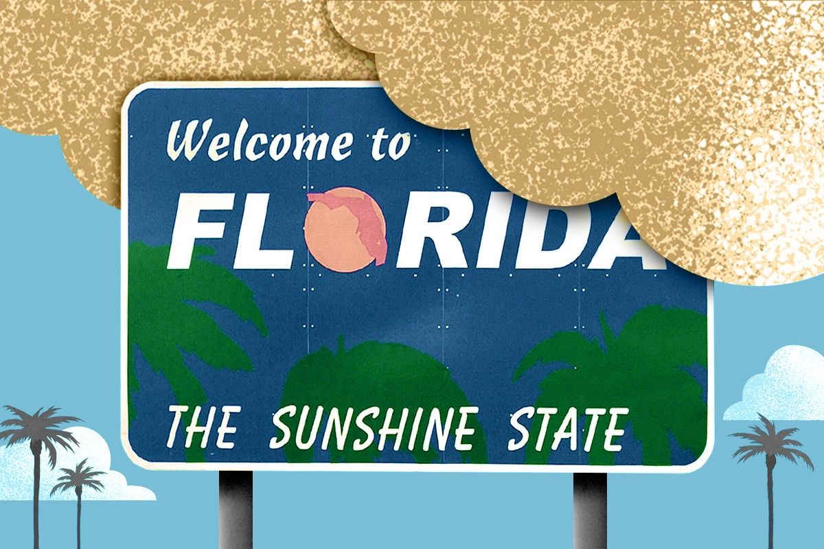 A Florida sign enveloped in dust.