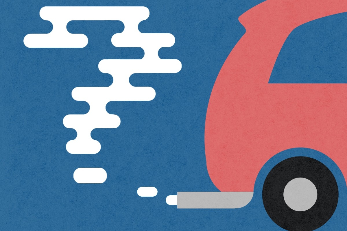 A tailpipe emissions question mark.