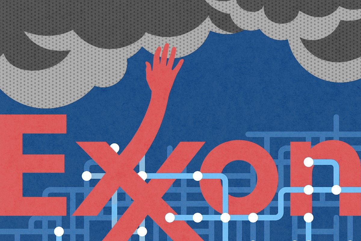 The Exxon logo grabbing carbon.
